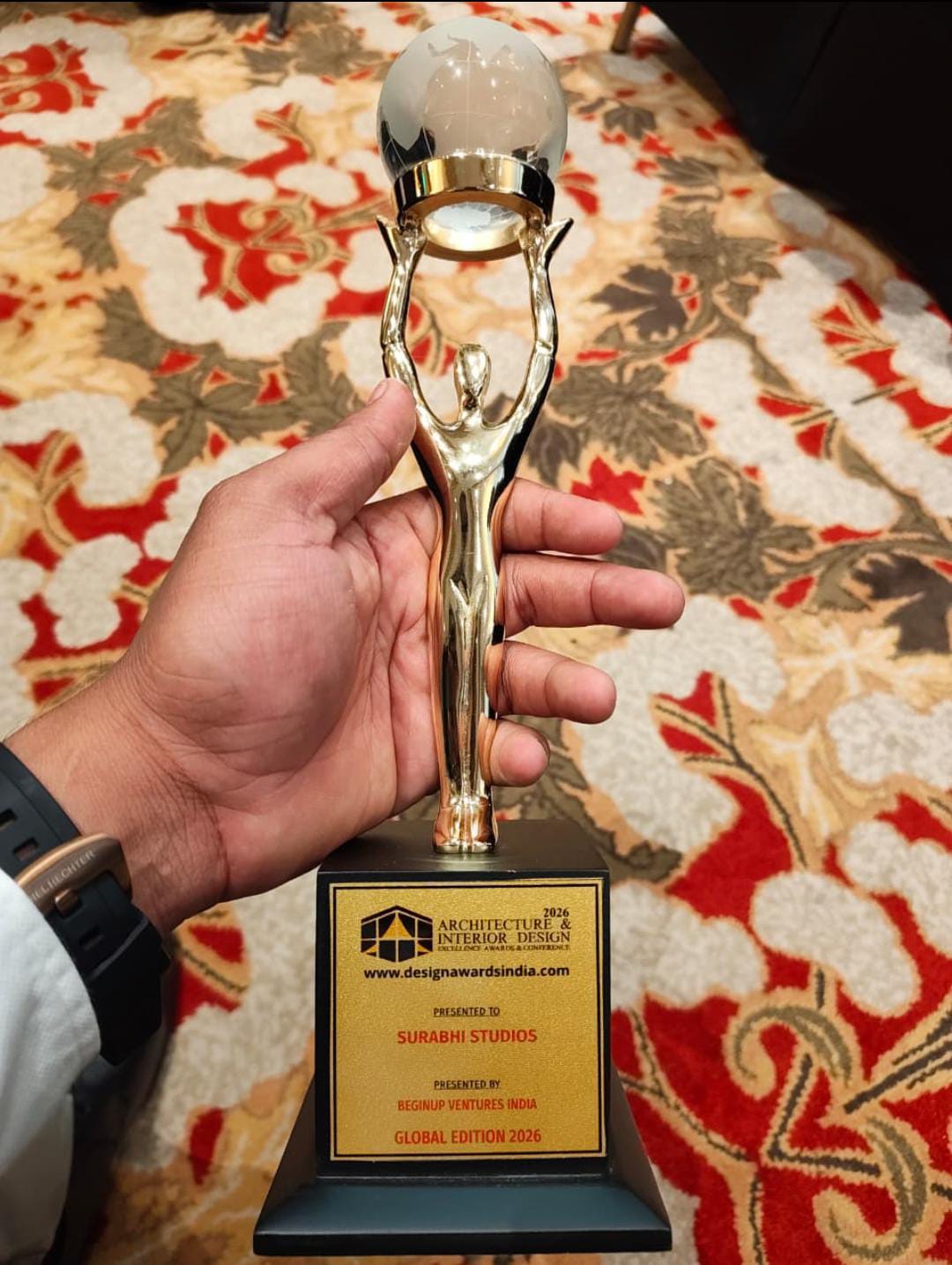 Award trophy presented to Surabhi Studios