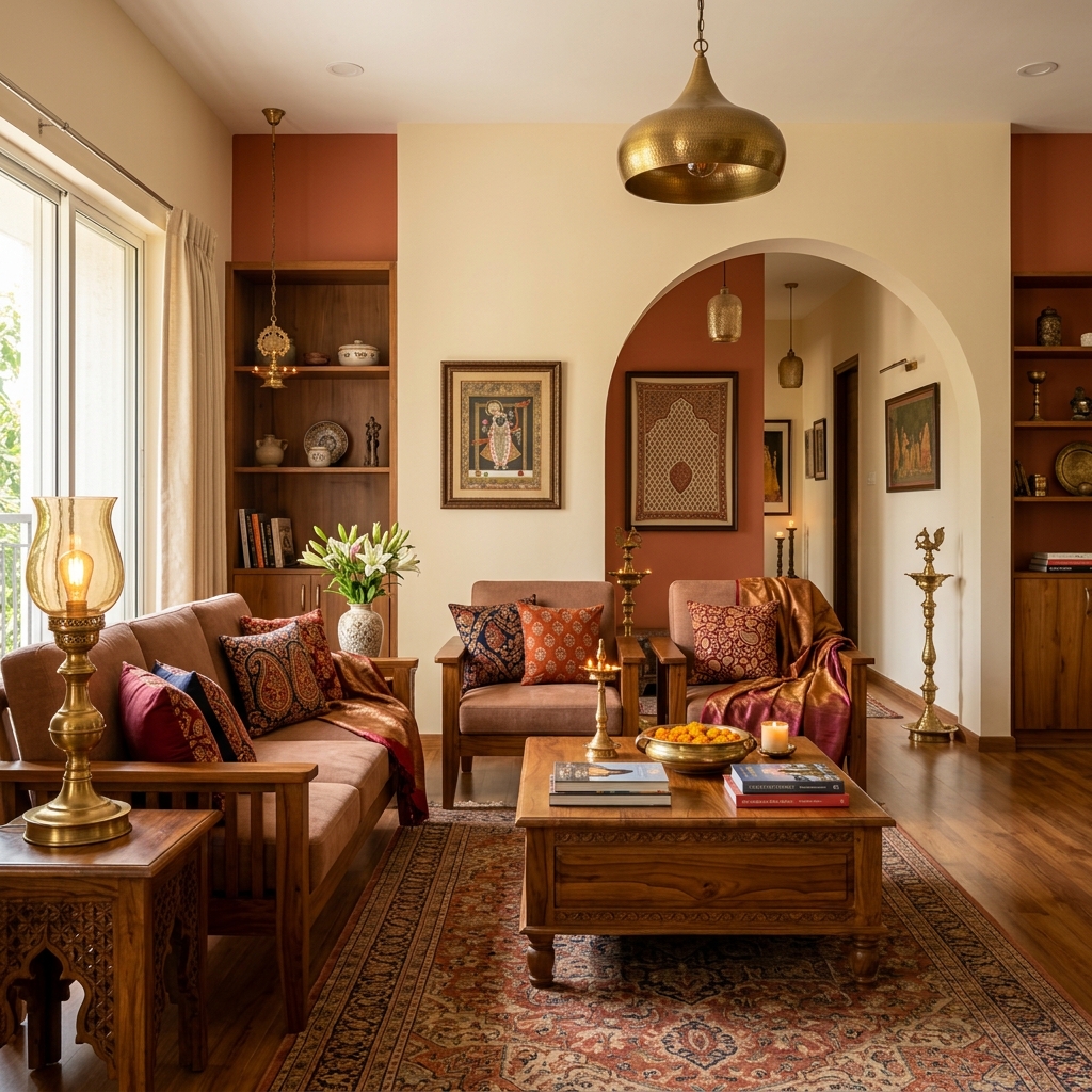 Premium living room design by Surabhi Studios